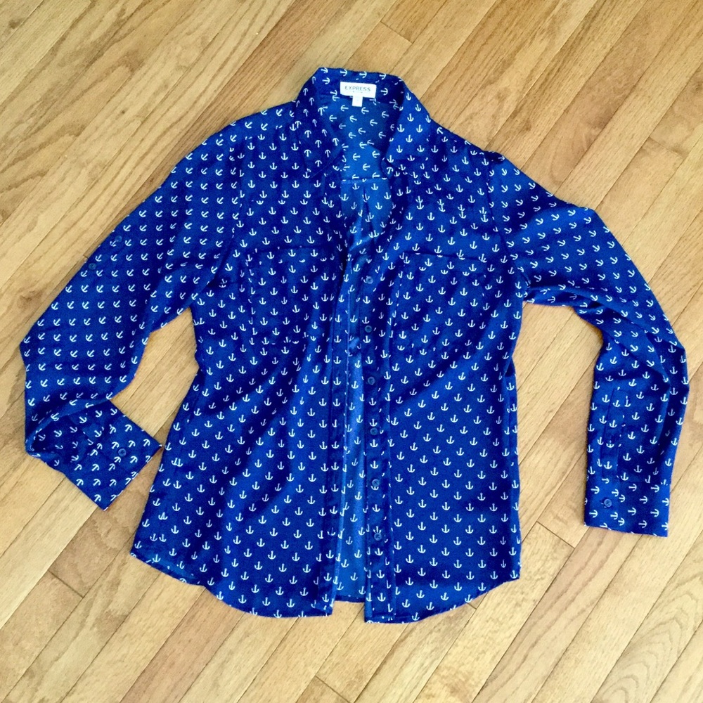 Navy/white Anchor Button Down